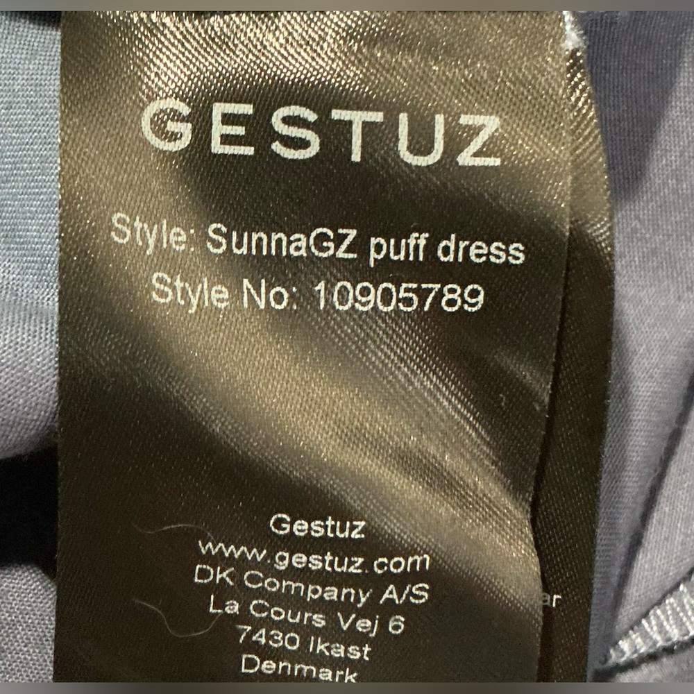 GESTUZ Sunnagz Open Back High Neck Side Slit Ruched Puff Sleeve Midi‎ Dress 2 - Picture 5 of 7
